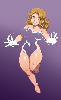 1girl absurdres bare_shoulders barefoot blonde_hair blue_eyes blush breasts combos_&amp;_doodles fantastic_four feet highres invisible large_breasts marvel marvel_rivals medium_hair mole mole_on_breast mole_on_thigh nude open_mouth parted_bangs partially_invisible see-through_body smile sue_storm thighs toes