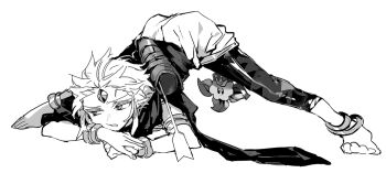 1boy anklet arrow_(projectile) bad_id bad_twitter_id barefoot bracelet cape cookie_run creature crown forehead_jewel greyscale humanization inactive_account jack-o'-lantern jewelry jitome male_focus monochrome nana_(ebitokanimiso) painttool_sai_(medium) pointy_ears short_hair simple_background sketch solo_focus spread_legs top-down_bottom-up white_background wind_archer_cookie windcatcher_(cookie_run)