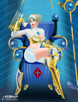 Rule 34 | armor, blonde hair, blue eyes, digimon, digimon (creature), gloves, highres, junomon, mask, short hair, unworn mask