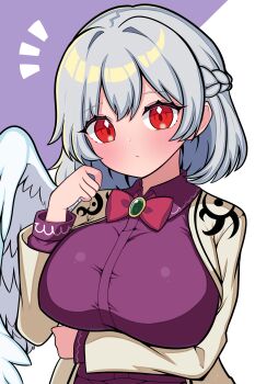 1girl absurdres breasts highres kishin_sagume kukurukurukuru large_breasts red_eyes simple_background touhou white_background