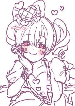 1girl absurdres animal_ears aoiyuuna_811 bow dress gloves hair_bow highres humanization looking_at_viewer mickey_mouse_&amp;_friends minnie_mouse mouse_ears polka_dot polka_dot_bow polka_dot_dress simple_background smile solo twintails white_gloves