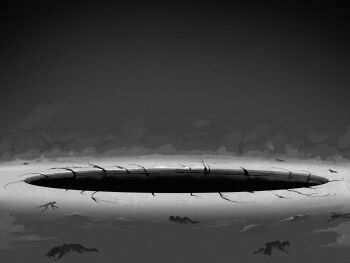 6+others crack cracked_floor crawling creepypasta deftnm fog greyscale highres hole horror_(theme) monochrome multiple_others no_humans on_ground people scenery silhouette