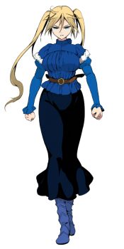 angelica_ainsworth belt_buckle blonde_hair blue_eyes boots breasts buckle command_spell dress fate/kaleid_liner_prisma_illya fate_(series) frilled_dress frilled_sleeves frills large_breasts long_hair long_skirt long_twintails looking_at_viewer master non-web_source skirt thick_thighs thigh_boots thighhighs thighs very_long_hair walking