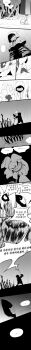 1boy absurdres black_sclera black_theme bone colored_sclera comic flaming_eye flower flowey_(undertale) greyscale grin hands_in_pockets highres hood hoodie korean_text long_image looking_at_another magic monochrome open_mouth pulling rain redlhzz sans_(undertale) sharp_teeth shorts skeleton slippers smile speech_bubble static tall_image teeth translation_request undertale utdr_(toby_fox) water