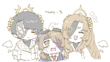 Rule 34 | ..., 1girl, 2boys, :d, :o, = =, ^ ^, absurdres, aedd (e.g.o), alternate costume, angel, angel wings, armband, artificial eye, beard stubble, black gloves, black hair, black sweater, blue coat, blue eyes, blue horns, blush, brown eyes, brown hair, bug, bug arm, chibi, chibi only, closed eyes, closed mouth, coat, collared shirt, comic, cropped torso, crown, detached wings, dress shirt, e.g.o (project moon), extra eyes, eye print, eyepatch, facial hair, fang, fangs, feathered wings, formal clothes, four wings, from front, gloves, gold trim, gregor (project moon), hair between eyes, hair intakes, hair ornament, hair over one eye, hair over shoulder, half-closed eyes, halo, hand on another's head, head wreath, headpat, heterochromia, highres, horns, jacket, jitome, lapels, laurel crown, laurels, lily26983455, limbus company, long hair, long sleeves, looking at another, looking up, low ponytail, male focus, mechanical eye, meursault (project moon), mini wings, multiple boys, multiple views, multiple wings, necktie, notice lines, official alternate costume, one-eyed, one eye covered, open mouth, parted bangs, partially colored, ponytail, project moon, pursuance (e.g.o), quilted clothes, red eyes, red necktie, rodion (project moon), shirt, short hair, simple background, sketch, skin fang, skin fangs, smile, sparkle, stubble, suit, sweatdrop, sweater, upper body, very long hair, vest, white background, white coat, white shirt, white wings, wings