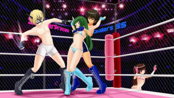 Rule 34 | #13, 2boys, 2girls, grabbing another's breast, groping, multiple boys, multiple girls, tagme, wrestling, wrestling ring