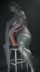 1boy 1girl 3d alcina_dimitrescu animated assertive_female chair colored_skin cowgirl_position girl_on_top grey_hair grey_skin high_heels highres penis resident_evil resident_evil_village riding sex size_difference source_request straddling tagme thighhighs vaginal veins veiny_penis video