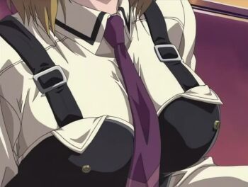 00s 1girl 2002 2girls animated bible_black bible_black_gaiden black_thighhighs blonde_hair blue_eyes blush bouncing_breasts bra bra_lift bra_pulled_up breasts classroom closed_eyes clothes_lift clothes_pull cloud cloudy_sky covering_breasts covering_privates crossed_arms desk drill_hair drill_ponytail female_focus forced grabbing_another's_breast groping groping_breast head_grab kiss kitami_reika kozono_nami large_breasts leg_grab legs multiple_girls necktie nipple_stimulation nipples open_clothes opening_another's_clothes pinching_nipple ponytail purple_hair red_skirt red_sky removing_bowtie removing_necktie resistance saliva saliva_trail school school_uniform shirt shirts short_hair sitting skirt sky sound squeezing_nipple sunset suspenders sweat tagme thighhighs underwear undressing unworn_bra video white_bra white_shirt window yuri