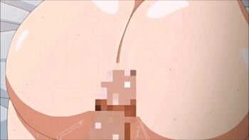 1boy 1girl 2010s 2018 animated animated_gif ass ass_focus bed censored completely_nude erection groin hetero higashi_shouta huge_ass indoors kyonyuu_dosukebe_gakuen mosaic_censoring no_pants nude on_bed penis penis_on_ass penis_out pussy_juice segawa_reika shota shotadom