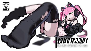 animal_ears black_socks bra cat_ears cat_girl controller ear_covers feet game_controller gamepad highres loli original pink_hair socks twintails underwear wadguym