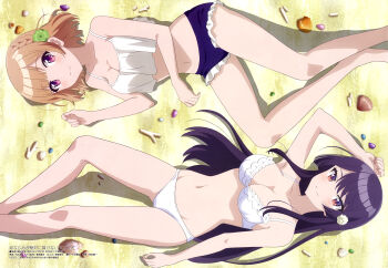 2girls absurdres armpits beach bikini blunt_bangs braid breasts highres kachi_shirokusa megami_magazine multiple_girls official_art osananajimi_ga_zettai_ni_makenai_lovecome shells shida_kuroha swimsuit white_bikini
