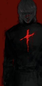 Rule 34 | 1boy, absurdres, badeni, bleeding, blonde hair, blood, blood on face, chi.: chikyuu no undou ni tsuite, closed eyes, closed mouth, commentary request, cross, highres, k05062688, lips, male focus, nose, red background, scar, scar on face, scar on mouth, scar on nose, short hair, simple background, upper body