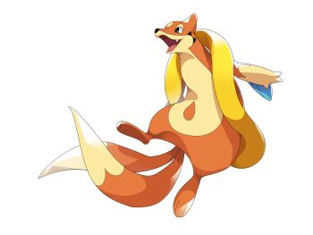 black_eyes commentary_request fang floatzel full_body gen_4_pokemon highres kura_(shironagasu02) nintendo no_humans open_mouth pokemon pokemon_(creature) pokemon_focus smile solo toes tongue