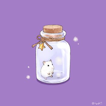 animal animal_focus commentary_request hamster in_container in_jar jar no_humans original purple_background simple_background star_(symbol) upiupisyo
