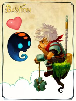 1boy bastion jen_zee squirt_(bastion) tagme the_kid_(bastion) white_hair