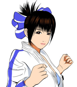 1girl aihara_makoto judoka konami looking_at_viewer rumble_roses shorts simple_background white_background wrestler