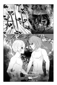 2021 3boys absurdres bdsm blonde_hair blood bound comic corpse cum death death_note electric_chair electricity electrocution english_text erection gagged guro handjob heart highres kiss male_focus mello_(death_note) monochrome multiple_boys murder near_(death_note) nipples nude penis rape satanism sex smoke snuff testicles tongue torture uncensored white_hair yaoi