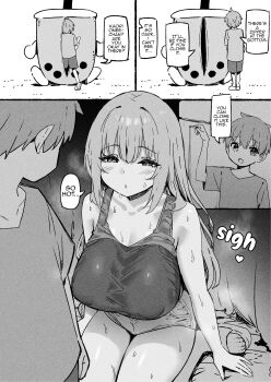 1boy 1girl absurdres age_difference breasts cleavage highres huge_breasts large_breasts shota sky-freedom