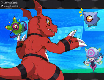 algomon algomon_baby_ii dclaret digimon digimon_(creature) guilmon highres jellyfish_girl jellymon kuramon monster_girl tentacle_hair tentacles