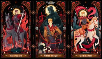 Rule 34 | 2boys, altorina4, arrow (projectile), bow (weapon), fire, flag, hans capon, henry of skalitz, horse, horseback riding, kingdom come: deliverance, kingdom come: deliverance ii, latin text, multiple boys, riding, sword, twitter, weapon, yaoi