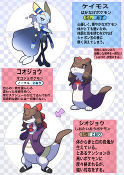 3others absurdres blue_eyes checkered_background daiichi_ruby_(umamusume) evolutionary_line fakemon highres k.s.miracle_(umamusume) katwo multiple_others nintendo no_humans official_style parody pokemon pokemon_(creature) purple_eyes style_parody tagme umamusume