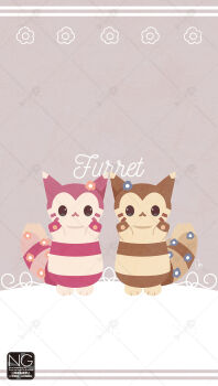 alternate_color animal_focus brown_fur commentary flower furret gen_2_pokemon highres looking_at_viewer meme_(sleepsheep) nintendo no_humans pink_fur pokemon pokemon_(creature) pokemon_focus shiny_pokemon symbol-only_commentary tail
