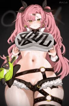 1girl animated animated_gif bouncing_breasts breasts clothes_lift moecode navel nicole_demara nipples non-web_source shirt_lift solo source_request tagme zenless_zone_zero