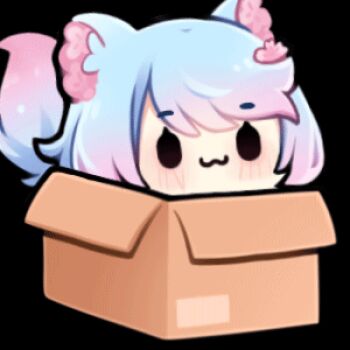 1girl :3 animal_ears animated animated_gif blue_hair blush bouncing box chibi flower fox_ears fox_girl fox_tail hair_flower hair_ornament in_box in_container indie_virtual_youtuber lowres multicolored_hair pink_hair silvervale smile solo tail transparent_background two-tone_hair virtual_youtuber