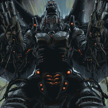 epic godzilla_(series) godzilla_vs._mechagodzilla_ii gun horns lowres mecha mechagodzilla multiple_guns multiple_large_guns oekaki robot single_horn super_mechagodzilla tail toho weapon