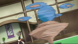 1girl animated ash_ketchum bea_(pokemon) black_bodysuit black_hairband bodysuit bodysuit_under_clothes bow_hairband chuck_(pokemon) collared_shirt dark_skin electricity explosion fighting gen_1_pokemon gen_2_pokemon gen_4_pokemon gen_8_pokemon gloves goh_(pokemon) grey_eyes grey_hair hair_between_eyes hairband hitmontop holding holding_poke_ball jumping knee_pads looking_at_another nintendo partially_fingerless_gloves pikachu poke_ball pokemon pokemon_(anime) pokemon_(creature) pokemon_journeys pokemon_swsh039 poliwrath print_shirt print_shorts raboot riolu shirt short_hair short_sleeves shorts side_slit side_slit_shorts single_glove smile sobble stadium talking video