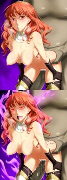 1boy 1girl absurdres age_difference bar_censor bent_over blush body_markings body_writing bottomless breasts breath celica_(fire_emblem) censored clenched_teeth corruption cum cum_in_pussy curly_hair defeat earrings fat fat_man fire_emblem fire_emblem_echoes:_shadows_of_valentia fire_emblem_heroes gloves glowing glowing_eyes hetero highres jewelry long_hair magic medium_breasts multiple_views nintendo nipples nude open_mouth penis princess rape red_hair saliva sequential sex sex_from_behind sweat tally tears teeth tetoran thighhighs topless_female vaginal
