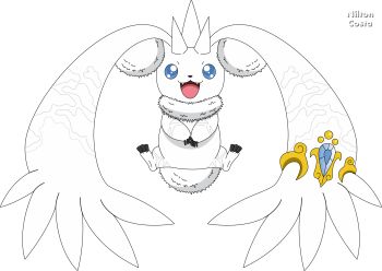 Rule 34 | blue eyes, digimon, digimon (creature), digimon xros wars, fang, horns, lopmon, lopmon x-antibody, oridigi, original, transparent background, white lopmon, x-antibody, zeniltonjrart