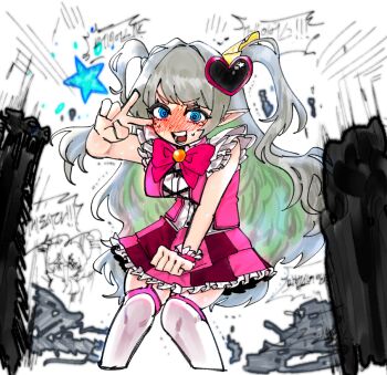 Rule 34 | 2girls, arknights, blue eyes, blush, don quixote (project moon), e.g.o (project moon), in the name of love and hate (e.g.o), limbus company, mayors (project moon), multiple girls, pointy ears, project moon, queen of hatred, udiedguy, white background, white hair