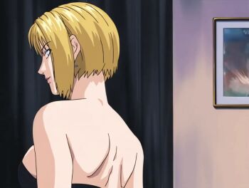 00s 1girl 2001 animated animated_gif attack bible_black bible_black_night_of_the_walpulgiss blonde_hair blue_eyes breasts bustier cross cross_earrings earrings jewelry kitami_reika large_breasts lipstick makeup running short_hair tagme turning_around witch