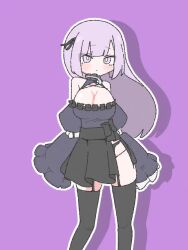 animated bare_shoulders blunt_bangs blush bouncing_breasts breasts cleavage closed_mouth commission commissioner_upload cowboy_shot dancing dot_mouth earrings expressionless frilled_sleeves frills garter_belt garter_straps hair_ribbon high_collar hoop_earrings indie_virtual_youtuber jewelry large_breasts long_hair looping_animation mismatched_earrings puffy_sleeves purple_eyes purple_hair ribbon side_slit sidelocks skirt skydarc_(vtuber) straight_hair tagme thighhighs video virtual_youtuber wide_sleeves yoir