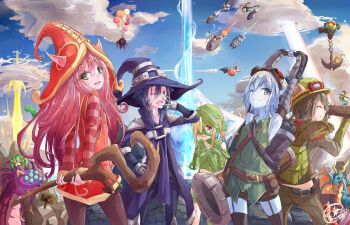 2boys 6+girls amumu anchor bad_id bad_pixiv_id balloon bandages baron_nashor belt black_legwear blue_eyes blue_hair blue_skin blush bug cannon cloud colored_skin day dragon elise_(league_of_legends) explosion garter_straps gender_request genderswap green_eyes hat helmet highres jax_(league_of_legends) jinx_(league_of_legends) kurokitsune_(float0108) laser league_of_legends long_hair lulu_(league_of_legends) multiple_boys multiple_girls nami_(league_of_legends) nautilus_(league_of_legends) one_eye_closed pantheon_(league_of_legends) pants pantyhose pink_hair pointy_ears polearm poppy_(league_of_legends) poro_(league_of_legends) purple_hair rocket short_hair shyvana siblings sign sisters spear spider staff stretching teemo thighhighs tristana_(league_of_legends) veigar vi_(league_of_legends) weapon yawning yellow_eyes zac_(league_of_legends)