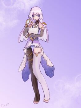 1girl bare_shoulders full_body grimms_notes hand_up kagami_sei_no_kote_(grimms_notes) looking_at_viewer magic_mirror_(grimms_notes) purple_eyes purple_hair ryoumensan solo standing