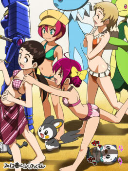 10s 4girls accel_world alternate_costume awa baabu bikini blonde_hair blush brown_hair character_request cobalt_blade crossover emolga frillish gen_5_pokemon georgia_(pokemon) green_eyes hoshizora_miyuki leavanny multiple_girls nintendo okonogi_momoe open_mouth oshawott pink_hair pokemon pokemon_(anime) pokemon_(creature) pokemon_bw_(anime) precure sankarea short_hair smile smile_precure! swimsuit takanouchi_koto tasogare_otome_x_amnesia voice_actor_connection
