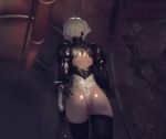 1girl 3d animated ass female_focus highleg highleg_leotard legs leotard lowres nier_(series) nier:automata shiny_skin short_hair tagme thick_thighs thighhighs thighs thong_leotard video walking wet white_hair 2b_(nier:automata)
