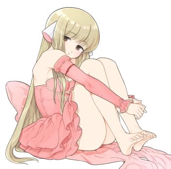 1girl android barefoot chii chobits commentary_request expressionless highres korean_commentary qopqop robot_ears