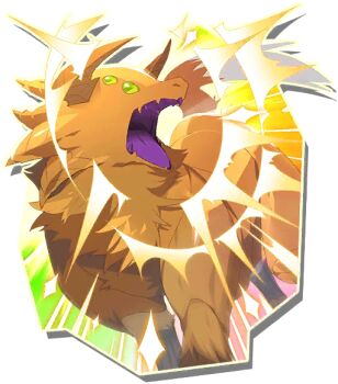 brown_fur green_eyes horns monster_farm monster_farm_online multiple_eyes official_art screaming tiger_(monster_farm) wolf
