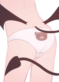 animal_print ass back back-print_panties bear_panties bear_print black_tail black_wings blue_archive demon_tail demon_wings ibuki_(blue_archive) loli panties print_panties tail underwear underwear_only white_panties wings