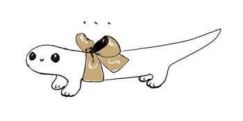 ... black_eyes bow creature gregor_(tsurunoka) highres no_humans original ribbon simple_background smile tsumetai_(tsurunoka) white_background yellow_bow yellow_ribbon