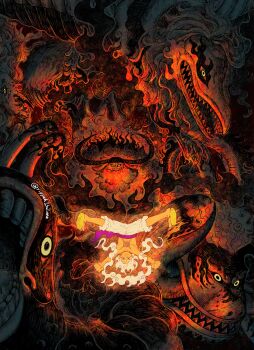 6+boys absurdres alternate_form arthropod_boy bakotsu_(youkai) beard bird boar claws clenched_hands colored_sclera ethan-baron_v._nusjuro facial_hair gear_fifth hagoromo highres horns horse itsumade_(youkai) jaygarcia_saturn male_focus marcus_mars monkey_d._luffy monster_boy multiple_boys one_piece purple_sash ripped1taliano sandals sash scar scar_across_eye scar_on_chest scar_on_face sharp_teeth shawl shepherd_ju_peter short_hair shorts skeleton spider_boy teeth thick_beard topless_male topman_warcury tusks twitter_username upside-down ushi-oni_(youkai) white_hair white_shorts worm yellow_sclera