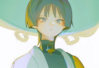 Rule 34 | 1boy, aqua hair, black bodysuit, blunt ends, bodysuit, closed mouth, eyeliner, eyeshadow, genshin impact, grey hair, highres, japanese clothes, kimono, light blush, looking at viewer, makeup, male focus, mandarin collar, portrait, purple eyes, red eyeliner, red eyeshadow, scaramouche (genshin impact), sketch, solo, tsukimi mimi6, tsurime, wanderer (genshin impact), white background, white kimono, wispy bangs