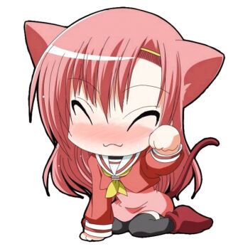 00s 1girl animal_ears animated animated_gif cat_ears chibi ear_wiggle fang female_focus hayate_no_gotoku! katsura_hinagiku kemonomimi_mode long_hair paw_pose slit_pupils solo thighhighs watsuki_ayamo