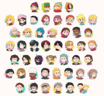 Rule 34 | ?, bags under eyes, bald, beanie, beard, bebe stevens, black eyes, black hair, black hairband, blonde hair, blue eyes, braces, bradley biggle, brown eyes, brown hair, bruise, bruise on face, butters stotch, character request, chef (south park), cigarette, clenched teeth, clyde donovan, coffee mug, craig tucker, cross, cross earrings, cup, damien thorn, dark-skinned male, dark skin, dirty, dirty face, dogpoo petuski, dougie o'connell, earrings, eric cartman, everyone, eyeshadow, facial hair, fang, fire, firkle smith, freckles, frown, glasses, gloves, goth fashion, green eyes, green hair, hair ornament, hair scrunchie, hair slicked back, hairband, hand on own chin, hand puppet, hat, heidi turner, henrietta biggle, herbert garrison, highres, holding, holding cigarette, hood, ike broflovski, injury, jewelry, jimmy valmer, karen mccormick, kenny mccormick, kevin stoley, kyle broflovski, liane cartman, light brown hair, lola (south park), makeup, mask, messy hair, michael (south park), middle finger, mike makowski, mr. hat (south park), mug, multicolored hair, mustache, mysterion, necklace, necktie, one eye closed, open mouth, orange hair, pete thelman, phillip niles argyle, phillip pirrup, puppet, purple eyes, randy marsh, red gloves, red hair, red lips, red necktie, scott malkinson, scrunchie, sharon marsh, shelley marsh, short hair, smile, solid circle eyes, south park, spilling, stan marsh, sweat, teeth, terrance henry stoot, timmy burch, token black, tsunoji, tweek tweak, twintails, two-tone hair, v-shaped eyebrows, wall-eyed, wendy testaburger, winter clothes