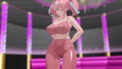 1girl 3d animated artist_request ass ass_focus ass_shake azur_lane bouncing_breasts breasts bremerton_(azur_lane) cameltoe cleavage curvy dancing female_focus gradient_background gym_uniform hair_ornament heart_pasties highres huge_ass jiggle large_breasts looking_at_viewer mikumikudance_(medium) mole mole_on_breast multicolored_hair navel nipples panties pants pasties shiny_skin sound spanked spanking topless_female twintails two-tone_hair underwear undressing video wide_hips yoga_pants