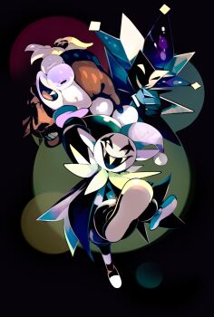 3boys absurdres arm_up claws clown clown_boy crossover deltarune dimentio fang hat highres higuchi_megumi jester jester_boy jester_cap jevil kirby_(series) looking_at_viewer male_focus mario_(series) marx_(kirby) marx_(true_form)_(kirby) mask multiple_boys nintendo no_humans paper_mario pointy_ears pom_pom_(clothes) purple_eyes sharp_teeth simple_background super_paper_mario teeth utdr_(toby_fox) wings