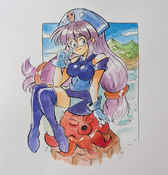 Rule 34 | 1girl, breasts, glasses, gloves, gluko, medium breasts, mon colle knights, octopus, purple eyes, purple hair, rokumon tengai mon colle knight, tagme